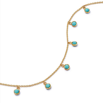 Daisy London Turquoise Charm Necklace, Gold