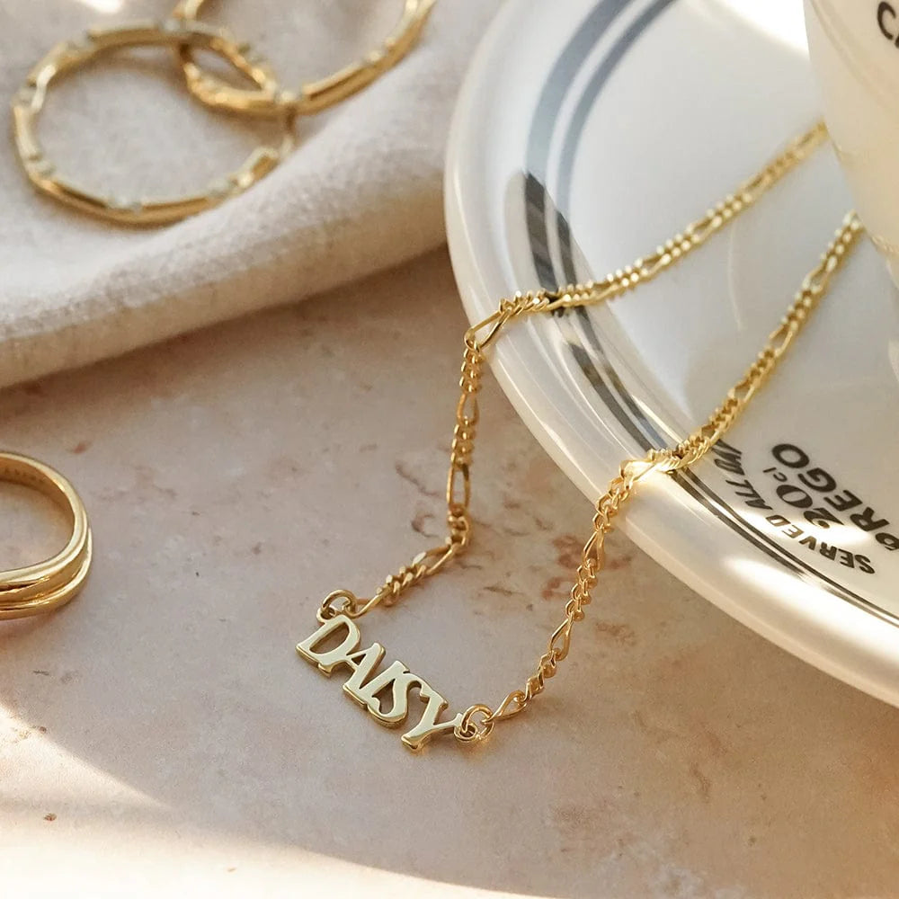 Daisy Personalised Name Necklace, Gold