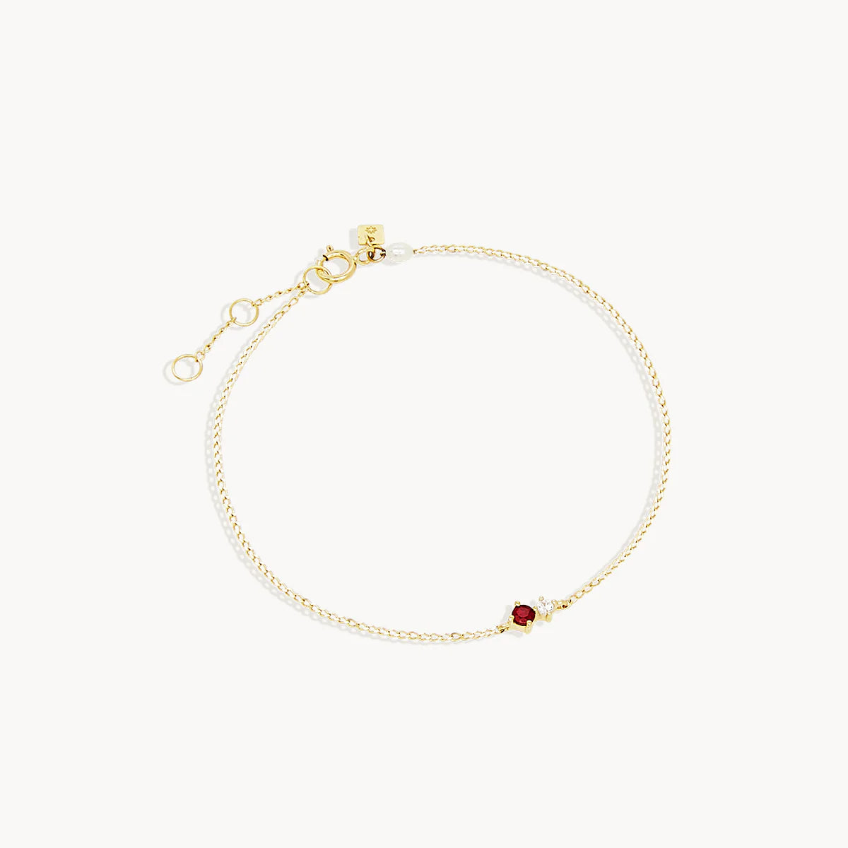 By Charlotte 14k Gold July Ruby Birthstone Bracelet