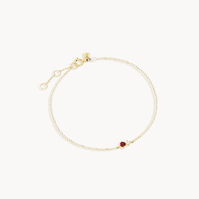 By Charlotte 14k Gold July Ruby Birthstone Bracelet