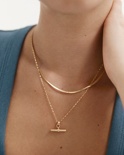 Kirstin Ash Elemental Herringbone Chain Necklace, Gold