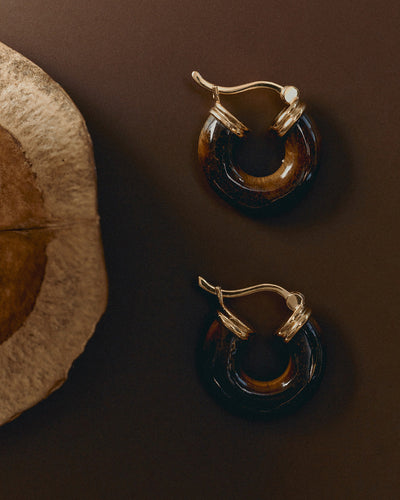 Kirstin Ash Tempo Tigers Eye Hoops, Gold