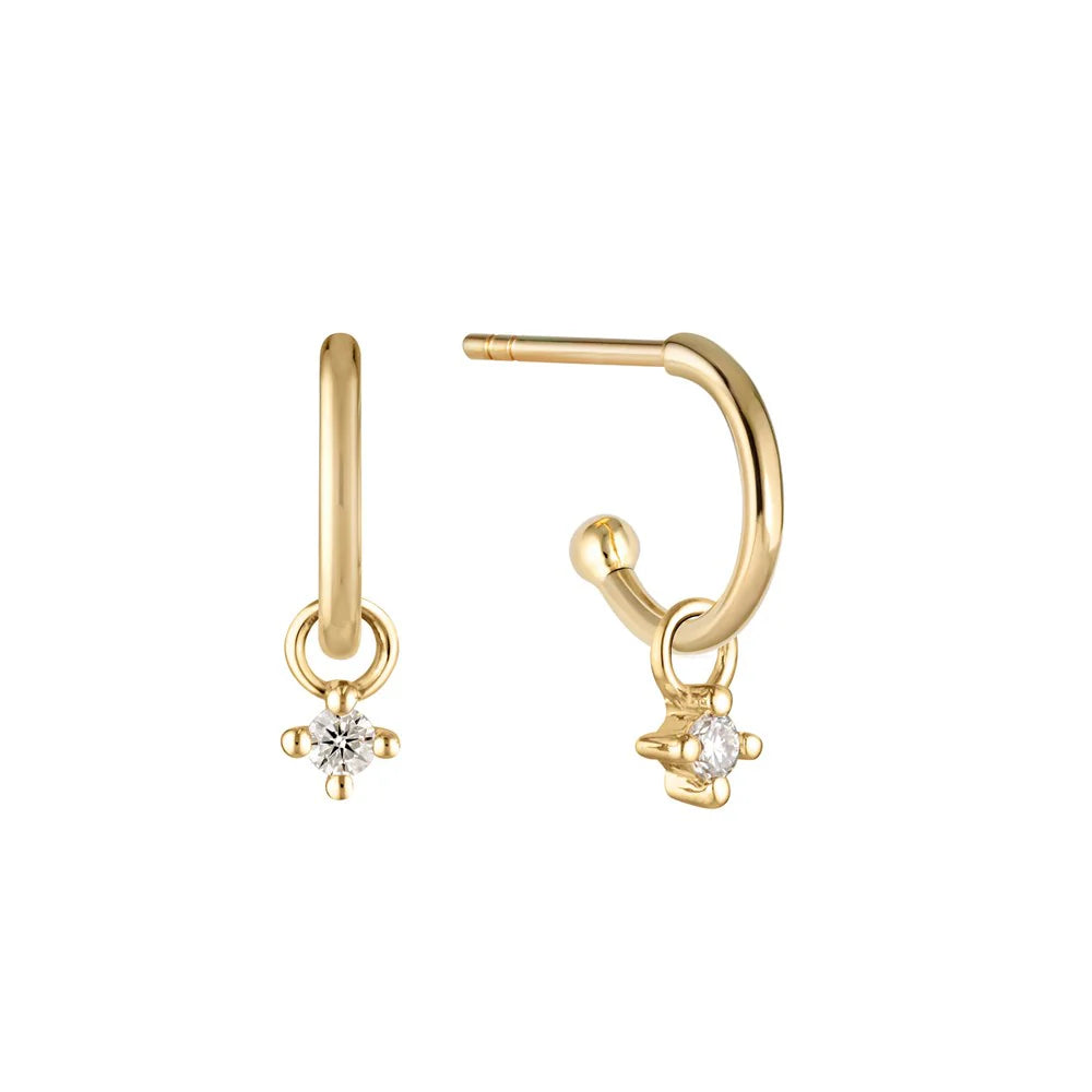 Linda Tahija 9k Gold Cora Diamond Charm Earrings