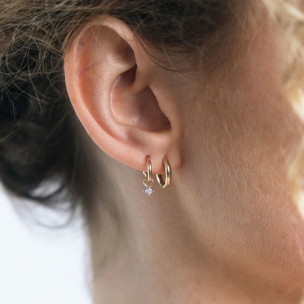 Linda Tahija 9k Gold Cora Diamond Charm Earrings