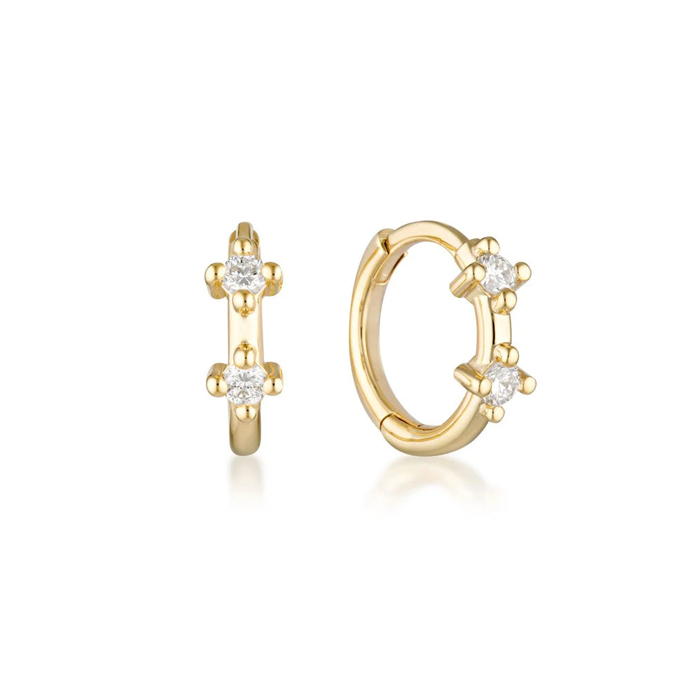 Linda Tahija 9k Gold Mila Diamond Huggie Earrings