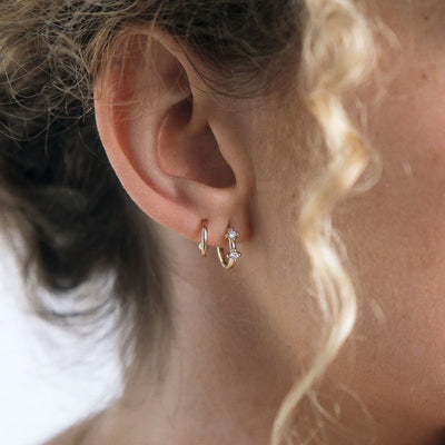 Linda Tahija 9k Gold Mila Diamond Huggie Earrings