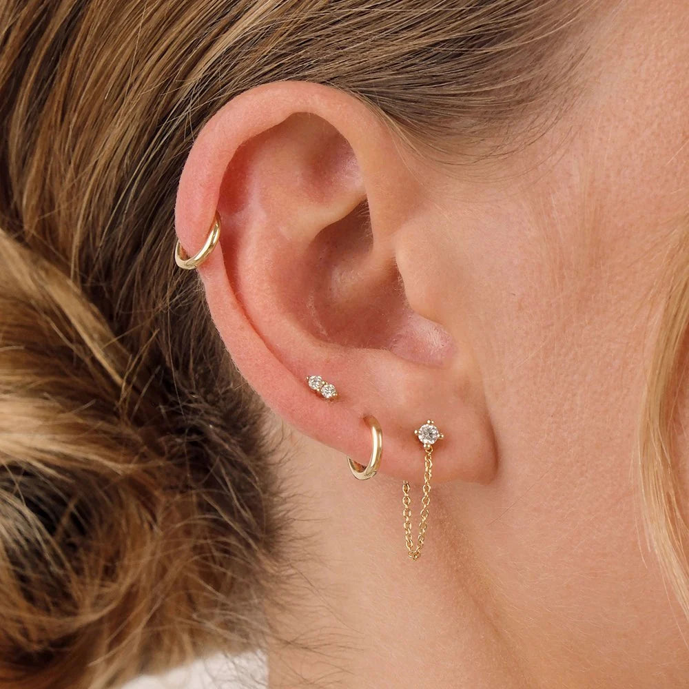 Linda Tahija 9k Gold Twin Diamond Stud Earrings