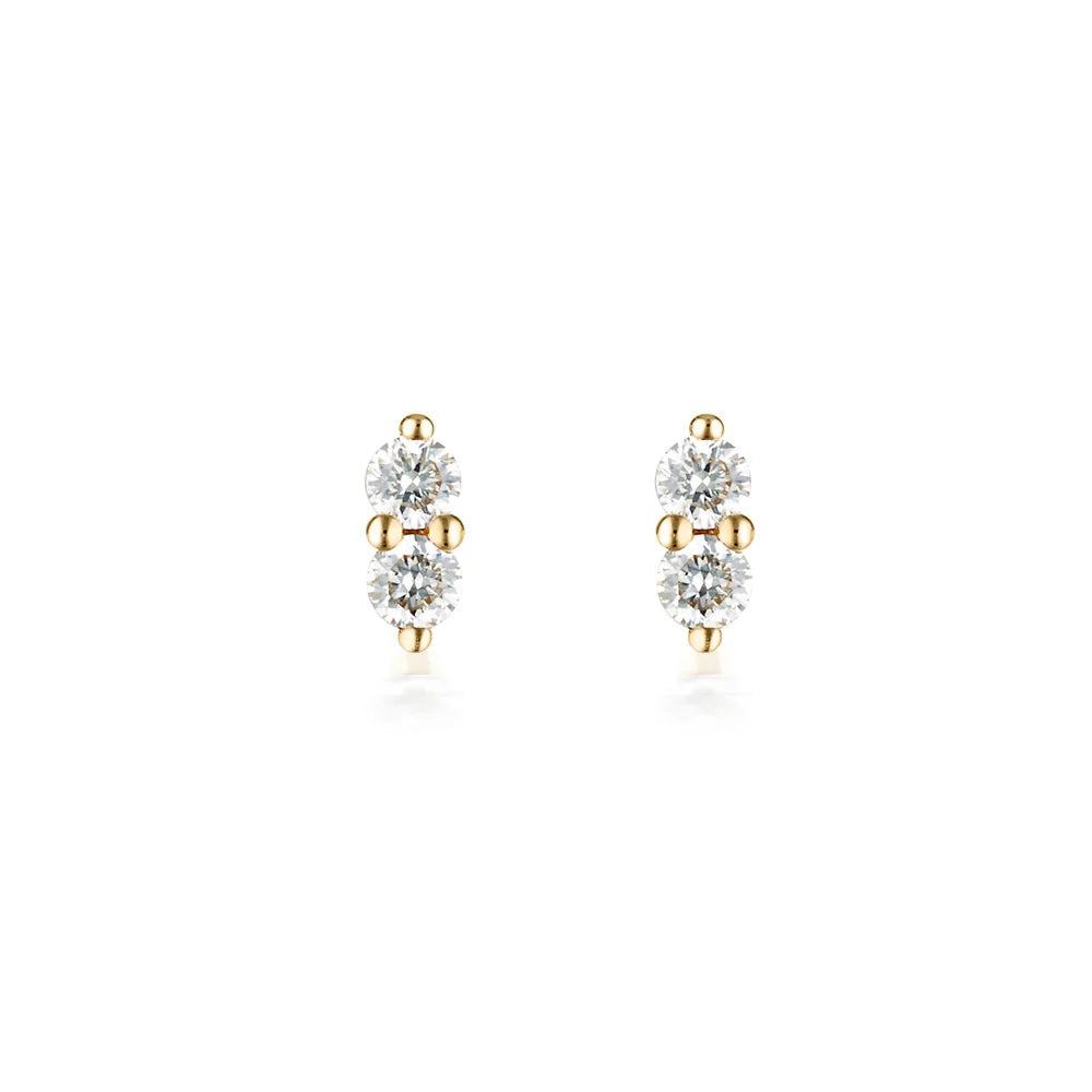 Linda Tahija 9k Gold Twin Diamond Stud Earrings