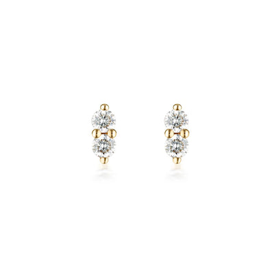 Linda Tahija 9k Gold Twin Diamond Stud Earrings