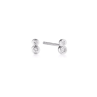 Linda Tahija Duo Stud Earrings White Topaz, Silver