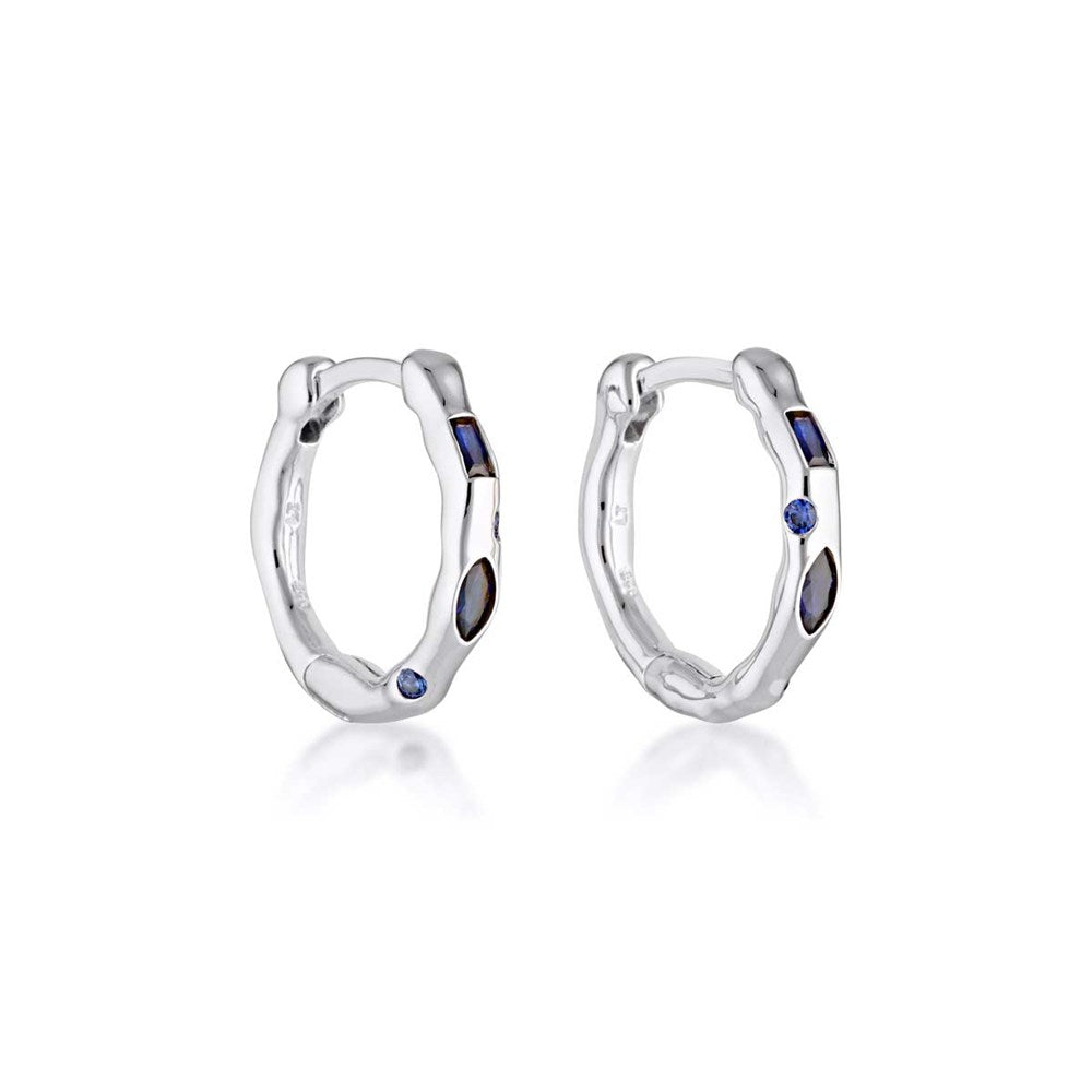 Linda Tahija Relic Gem Hoop Earrings, Created Sapphire, Gold or Silver