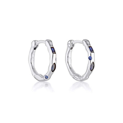 Linda Tahija Relic Gem Hoop Earrings, Created Sapphire, Gold or Silver