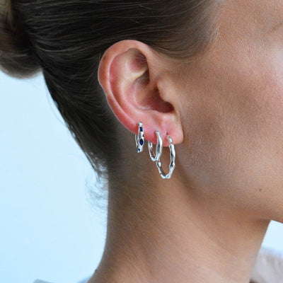 Linda Tahija Relic Gem Hoop Earrings, Created Sapphire, Gold or Silver