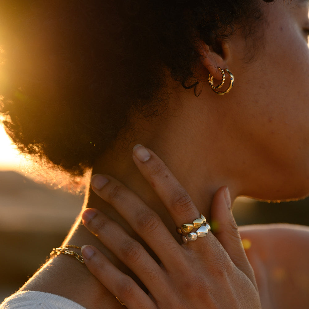 Linda Tahija Relic Gem Hoop Earrings, Created Sapphire, Gold or Silver