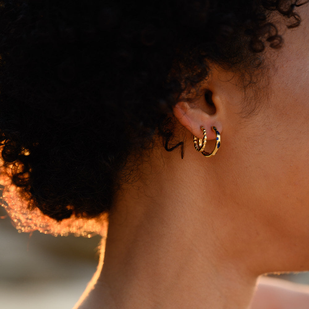 Linda Tahija Relic Gem Hoop Earrings, Created Sapphire, Gold or Silver