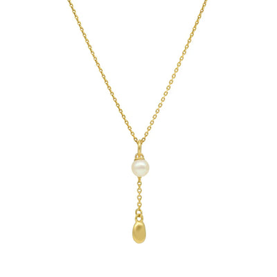 Linda Tahija Lou Pearl Charm Necklace, Gold