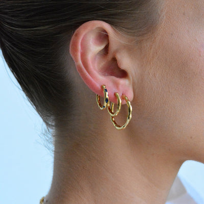 Linda Tahija Relic Hoop Earrings, Gold or Silver