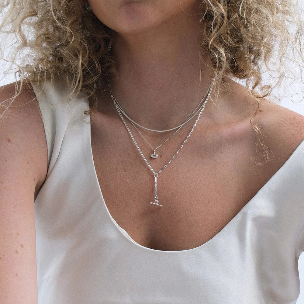 Linda Tahija Requisite T-Bar Necklace, Silver