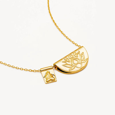 By Charlotte Lotus and Little Buddha Necklace, Gold
