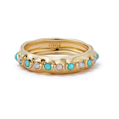 Daisy London Pearl Turquoise Organic Ring, Gold