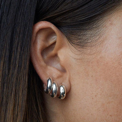 Linda Tahija Solar Huggie Earrings White Topaz, Gold or Silver