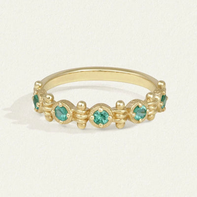 Temple of the Sun Asteria Half Eternity Ring, Emerald, Solid Gold