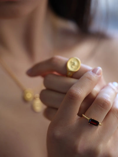 Temple of the Sun Ember Ring, Gold