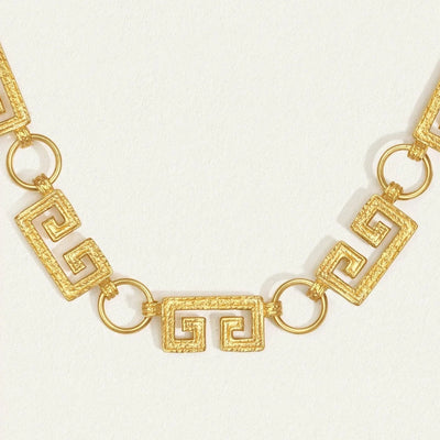 Temple of the Sun Greca Chain Necklace, Gold