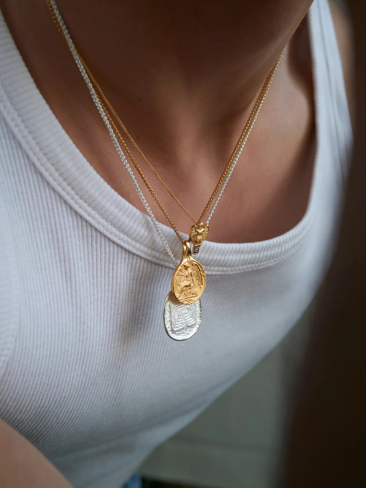 Temple of the Sun Guardian Angel Necklace, Gold