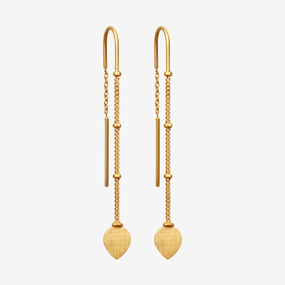 Temple of the Sun Hanging Lotus Earrings, Gold