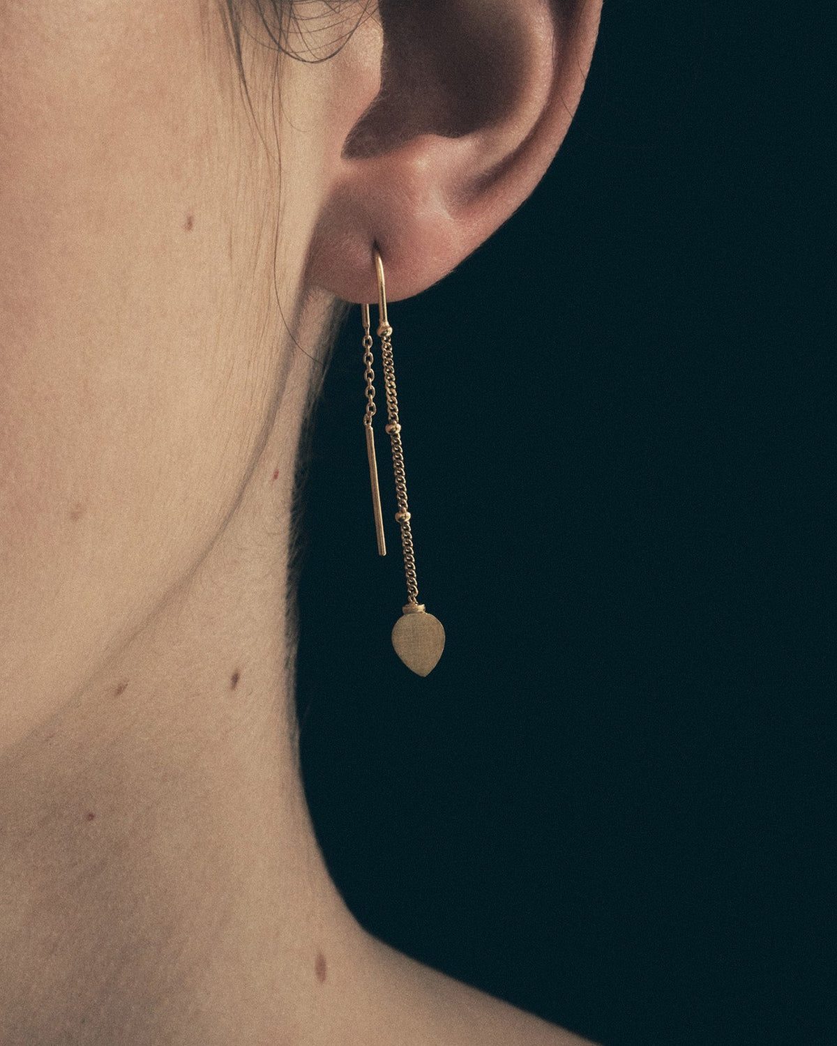Temple of the Sun Hanging Lotus Earrings, Gold