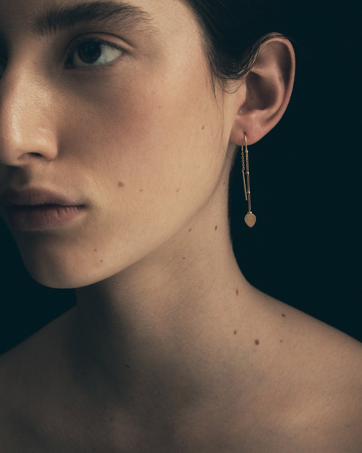 Temple of the Sun Hanging Lotus Earrings, Gold