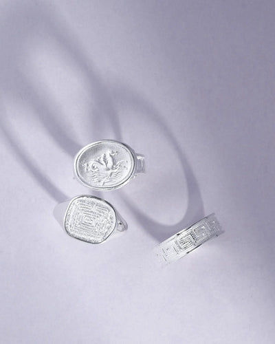 Temple of the Sun Labyrinth Ring, Silver