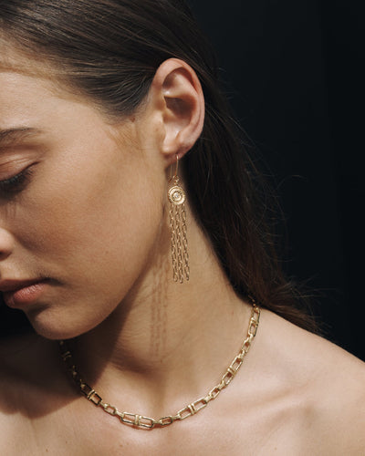 Temple of the Sun Reign Chandelier Earrings, Gold