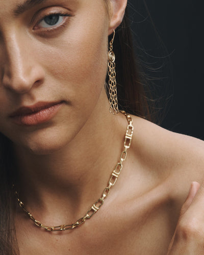 Temple of the Sun Reign Chandelier Earrings, Gold