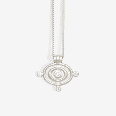 Temple of the Sun Reign Oval Necklace, Silver