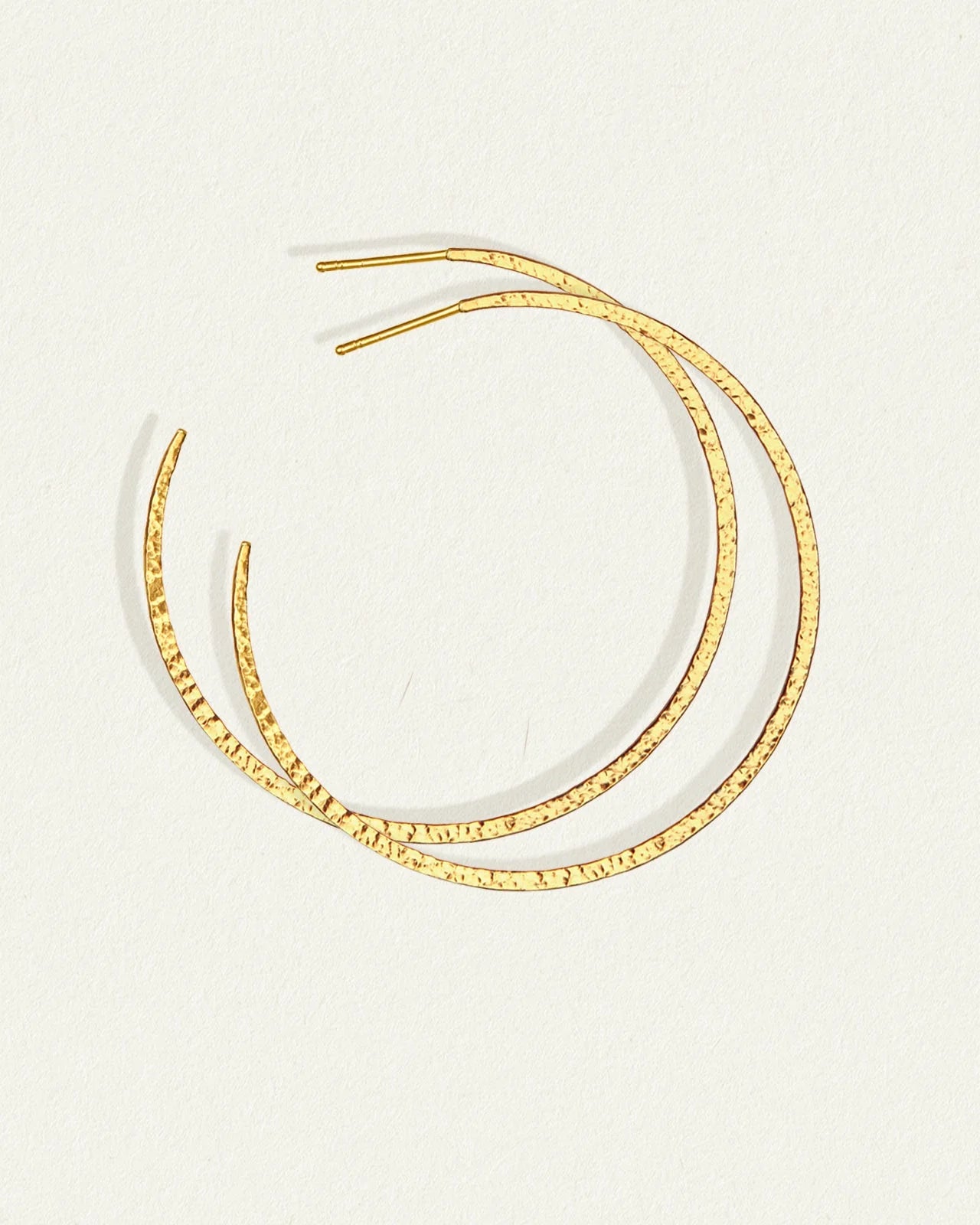 Temple of the Sun Simple Hoop Earrings Hammered, Gold