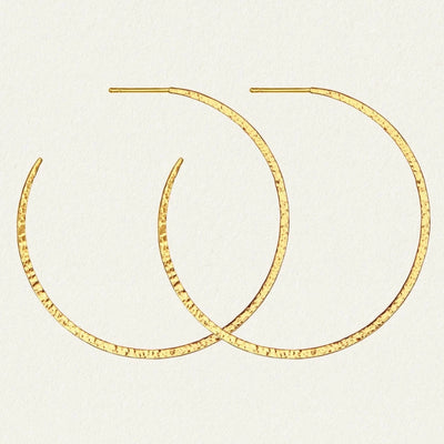 Temple of the Sun Simple Hoop Earrings Hammered, Gold
