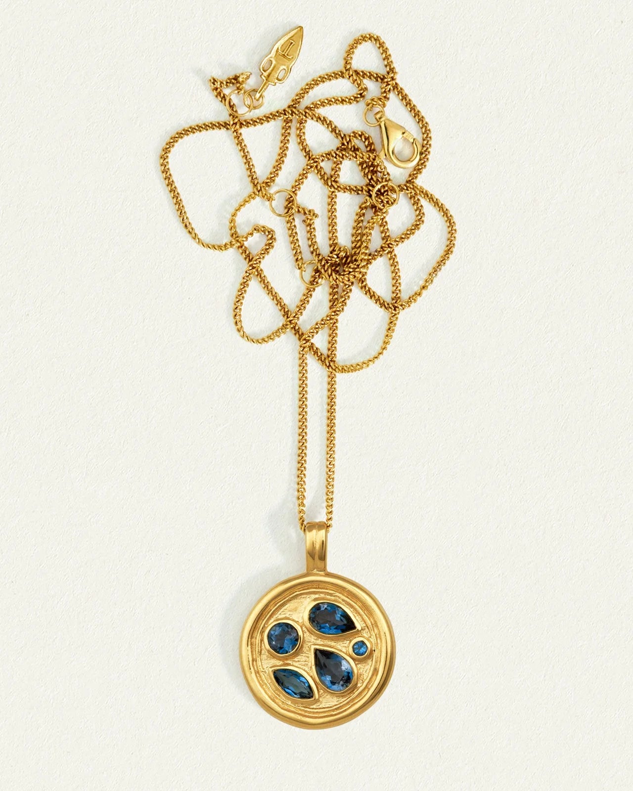 Temple of the Sun Teal Necklace, Gold