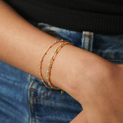 Daisy London Treasures Turquoise Beaded Bracelet, Gold