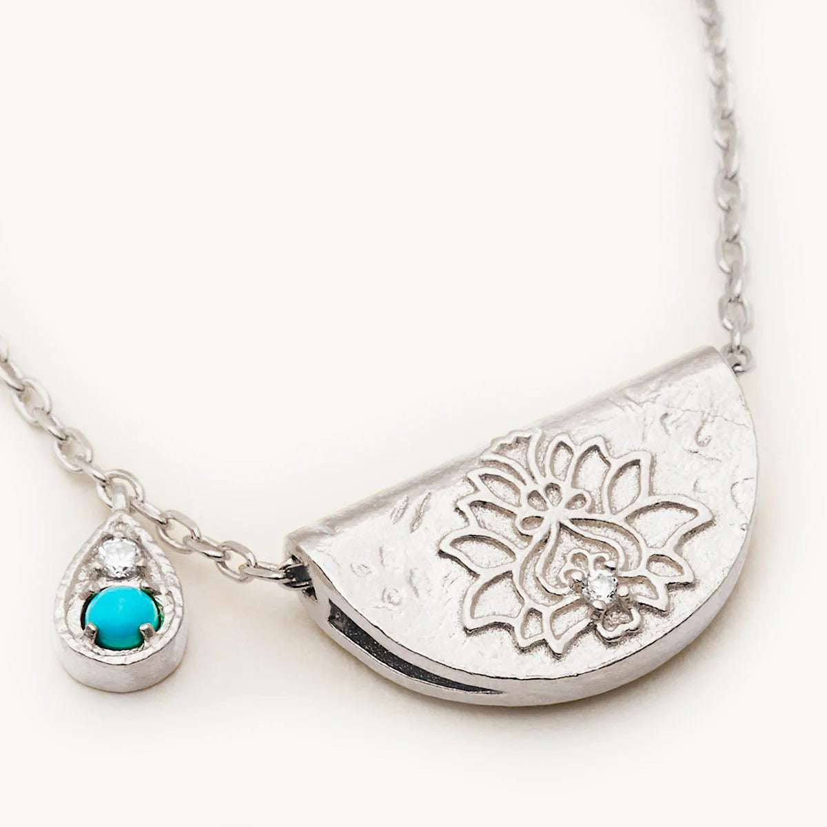 By Charlotte Lotus Birthstone Necklace (December), Silver