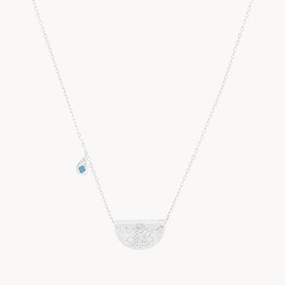 By Charlotte Lotus Birthstone Necklace (December), Silver