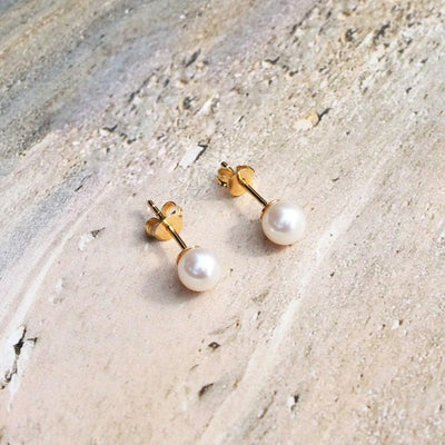 Linda Tahija 6mm Freshwater Pearl Stud Earrings, Gold