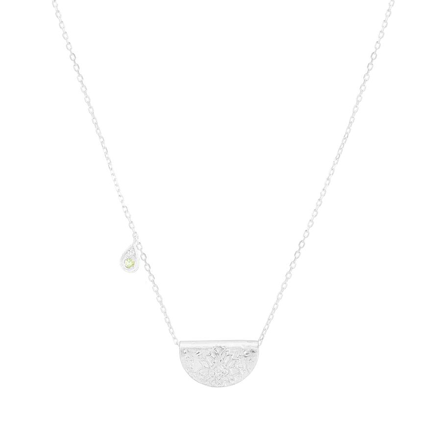 By Charlotte Lotus Birthstone Necklace (August), Silver