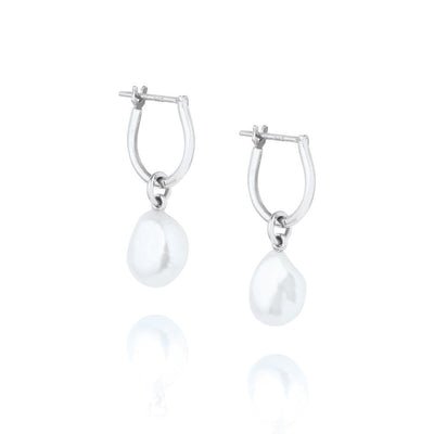 Linda Tahija Baroque Pearl Basic Hoop Earrings Silver