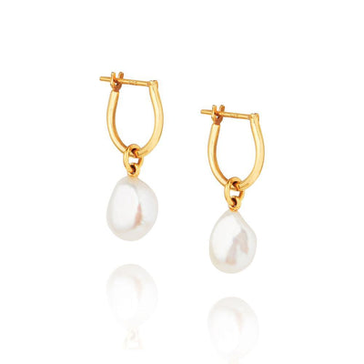 Linda Tahija Baroque Pearl Basic Hoop Earrings Gold