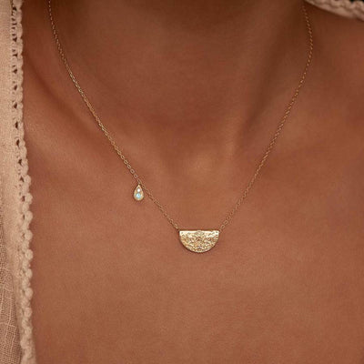By Charlotte Lotus Birthstone Necklace (March), Gold