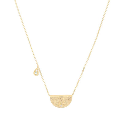 By Charlotte Lotus Birthstone Necklace (March), Gold