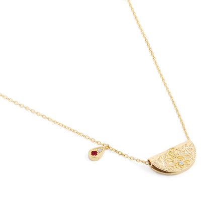 By Charlotte Lotus Birthstone Necklace, Gold (July)