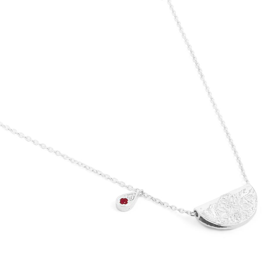 By Charlotte Lotus Birthstone Necklace (July), Silver